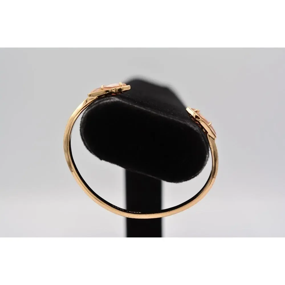 Kendra Scott Cabochon Cuff Bracelet Clear Iridescent Rose Gold Signed Bin5